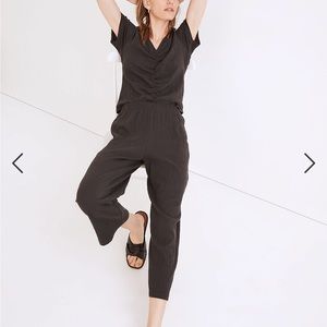 Madewell Knit Lightspun Pull-On Pants AND Ruched-Front Crop Top SET sz Small